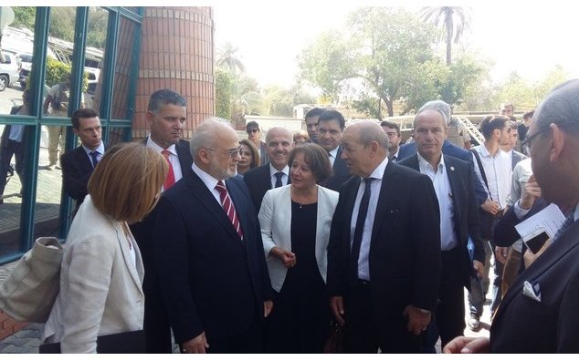M. Jean-Yves Le Drian et Mme Florence Parly reçus par M. Ibrahim al-Jaafari, ministre des affaires étrangères irakien