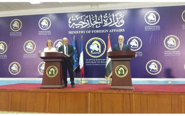 Conférence de presse de M. Jean-Yves Le Drian, Mme Florence Parly et M. Ibrahim al-Jaafari, ministre des affaires étrangères irakien